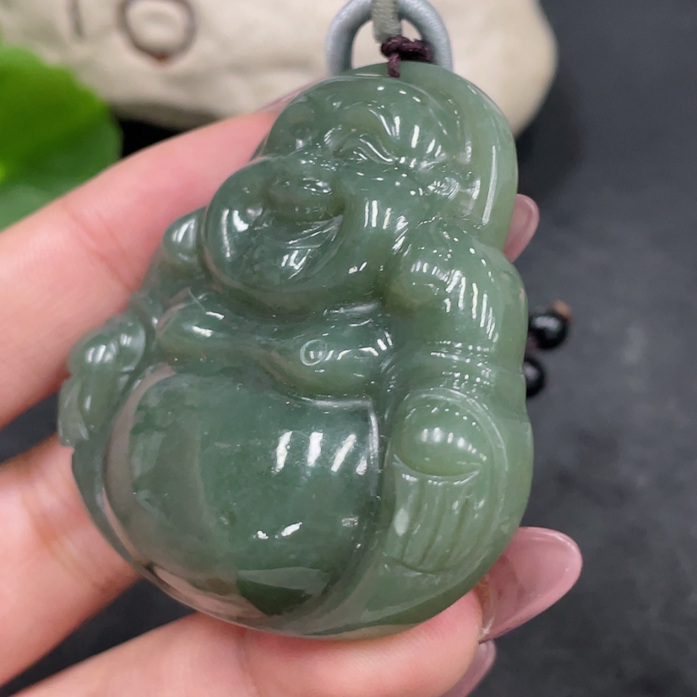 H33884946 Hetian Jade Pendant - Buddha Figurine, Total Weight (Including String): 50.8g