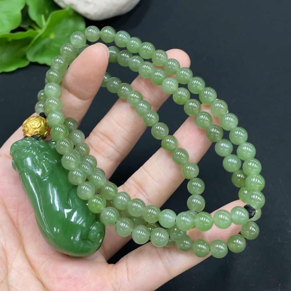 H29325465 Hetian Jade Pendant Pixiu Non-Gold Total Weight Approx. (Incl. Chain) 76.9g