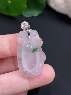 F31579752 Jadeite Fortune Shell Pendant 18K Gold Total Weight Approx. 6.1g (With Diamond Accents)