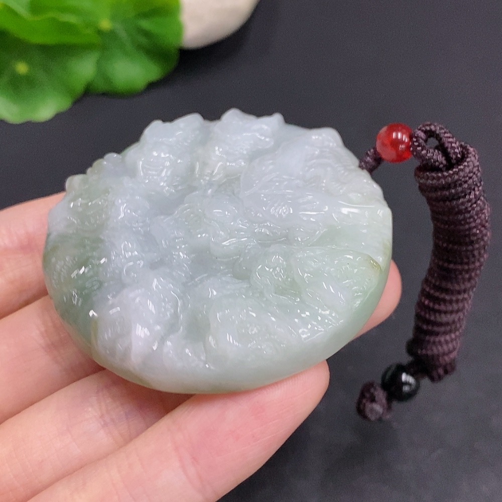 F33877755 Jadeite Nine Dragons Protecting the Master Pendant