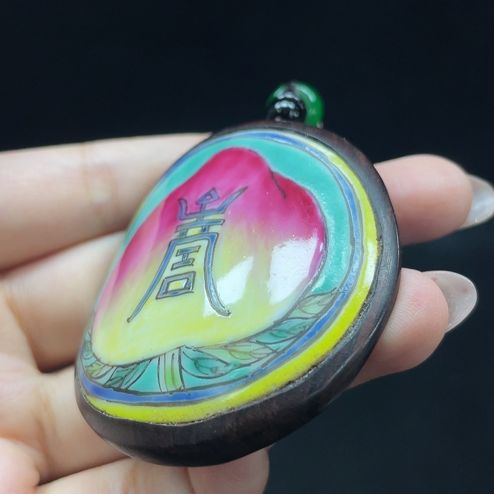 W34049441 Ceramic shard, painted ceramic shard inlaid pendant