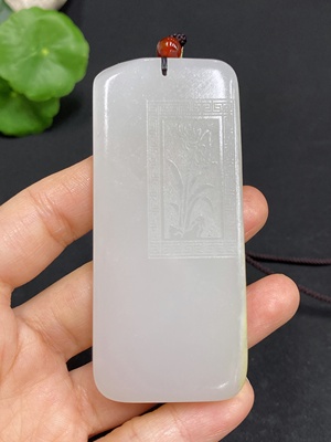 H30468310 Hetian Jade Pendant, Orchid, Total Weight (Including Rope) Approx. 77.5g, Contains Other Mineral Components