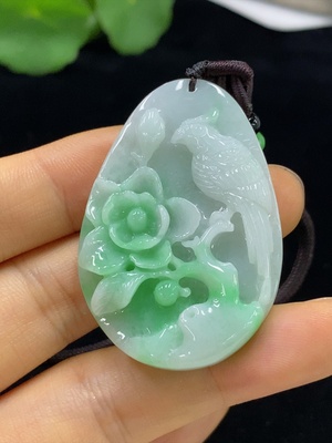 F34024625 Jadeite Pendant with Non-Grade A Beads and Rope, Total Weight Approx. 20.99g