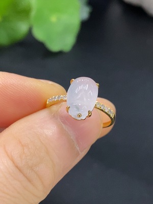 F26012508 Jadeite Inlaid Ring 18k Size 13 Total Weight Approx. 1.82g