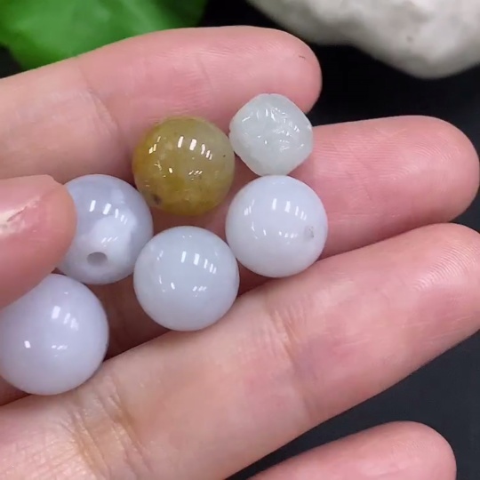 F31596885 Jadeite Beads Sell as a Lot (Color origin undetermined)
