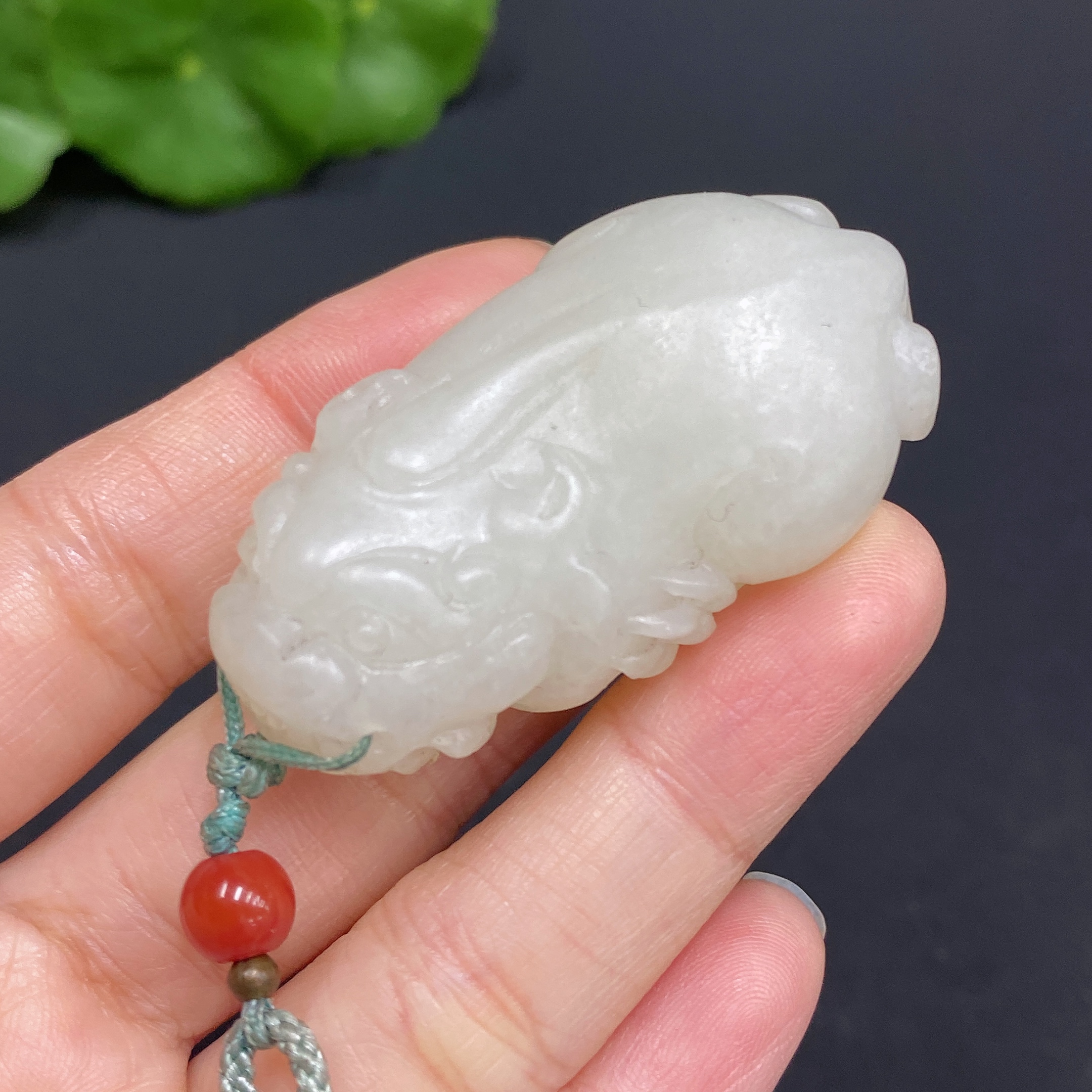H27174735 Hetian Jade Pendant, Auspicious Beast, Total Weight approx. [with rope] 36.5g