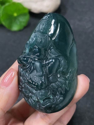 F34977085 Jadeite Pendant of Imperial Dragon Guanyin, total weight approximately 52.6g