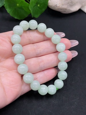 F34068183 Jadeite Beads Bracelet Approx.10.4mm Total Weight About 33.9g