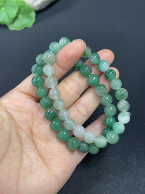 H41825275 非洲翠（独龙玉）手串    卡8/7.8mm左右   货品总重约34.3g