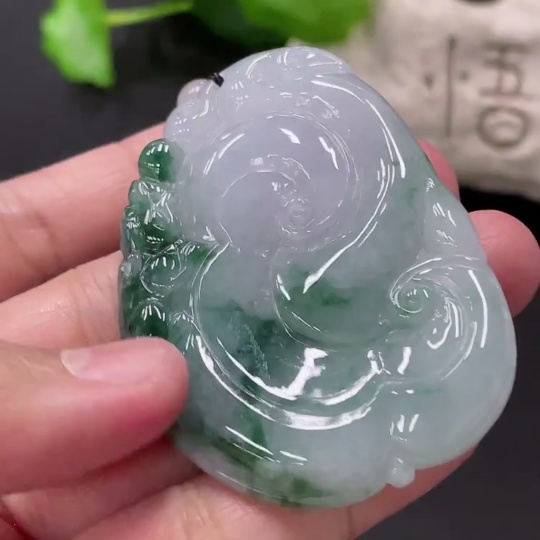 F33935155 Jadeite Ruyi Pendant with Non-A Grade Beads, Total Weight Approximately 34.2g