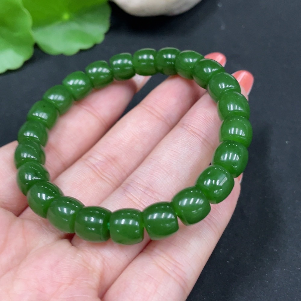 H35112427 Hetian Jade Bracelet, approx. 8.7mm beads, total weight approx. 26.9g