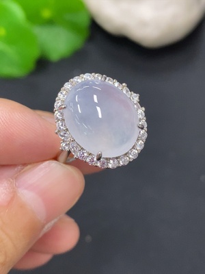 F41921473 翡翠蛋面镶嵌戒指 圈口可活动 非金镶 货品总重约4.1克