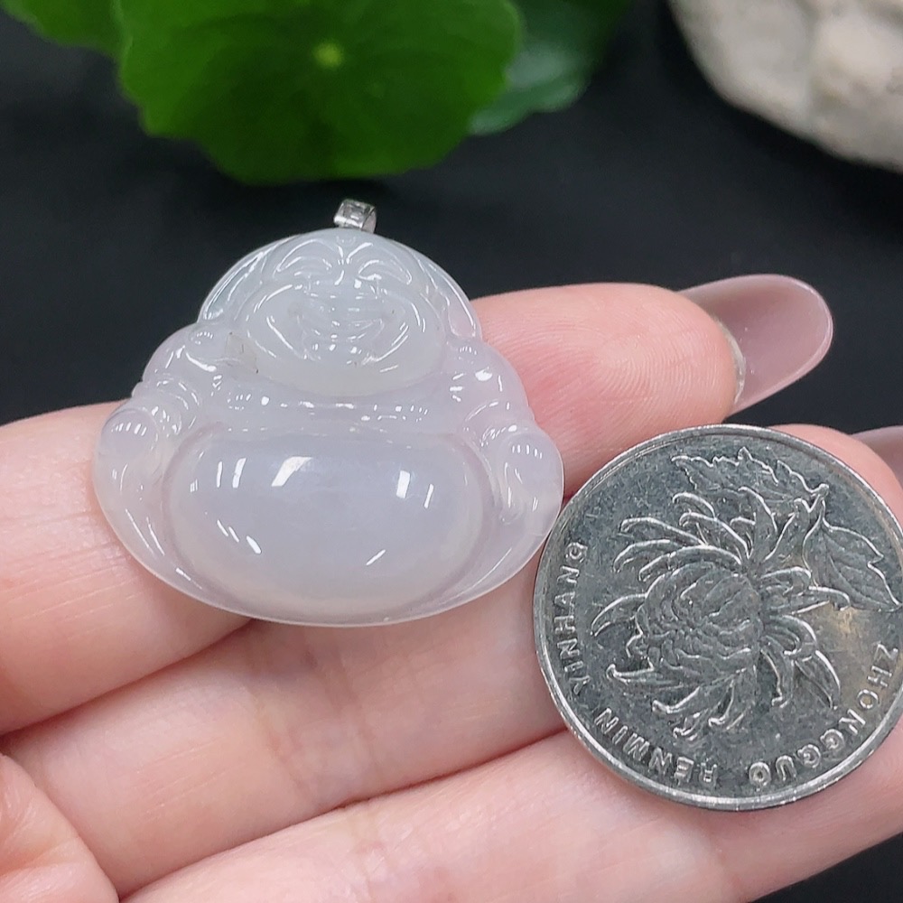 F28225757 Jadeite Buddha Pendant with 18K Gold Clasp, Total Weight Approximately 6.7g