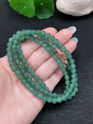 F33899411 Jadeite Bead Necklace Approx. 6mm Total Weight About 41.7g Non-gold Setting