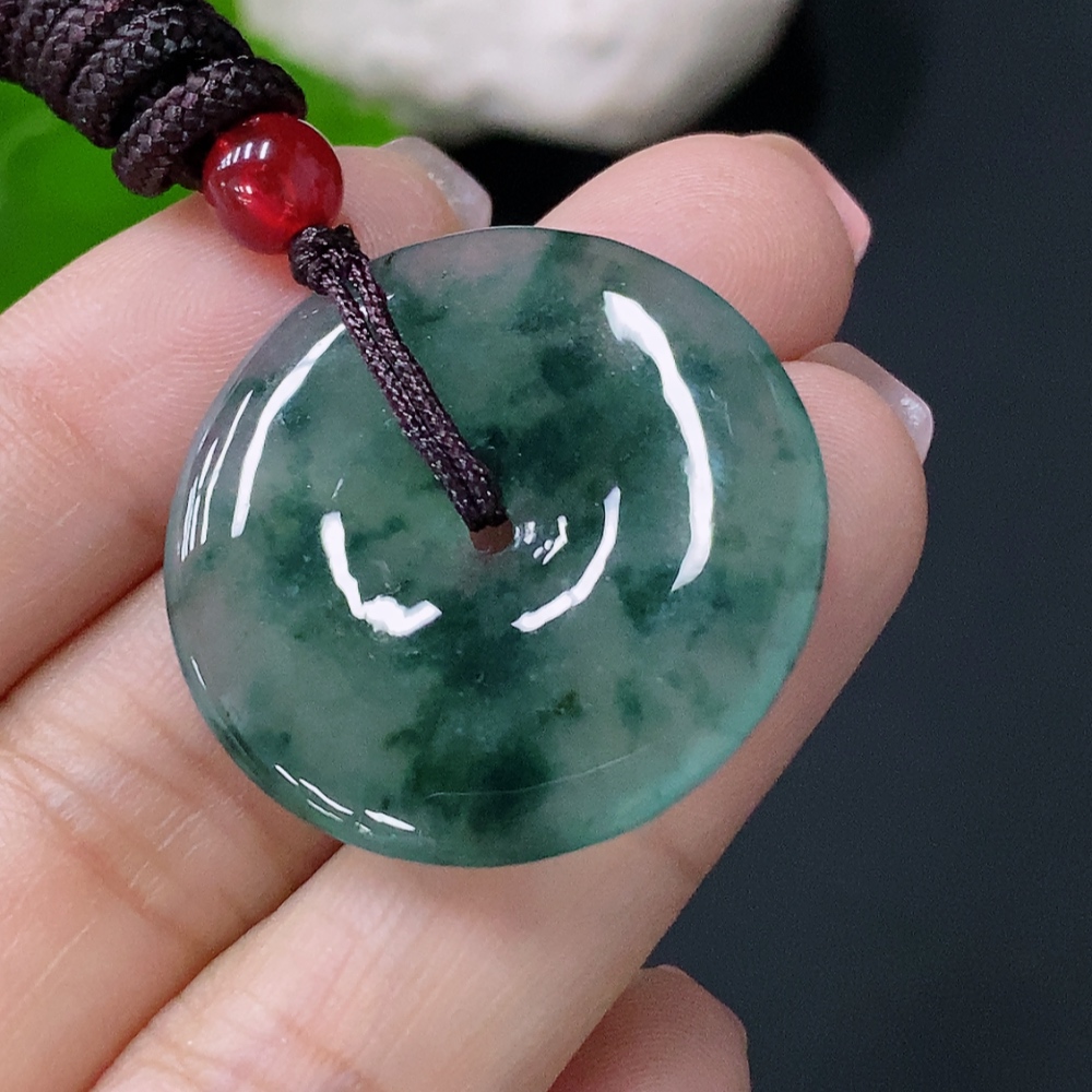 F26004985 Jadeite Safety Buckle Pendant Total Weight Approx. 7.5g (Including Rope Weight)