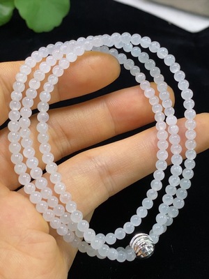 F34975257 Jadeite Bead Necklace Card 3.3mm Approx. Total Weight About 13.68g Non-Gold