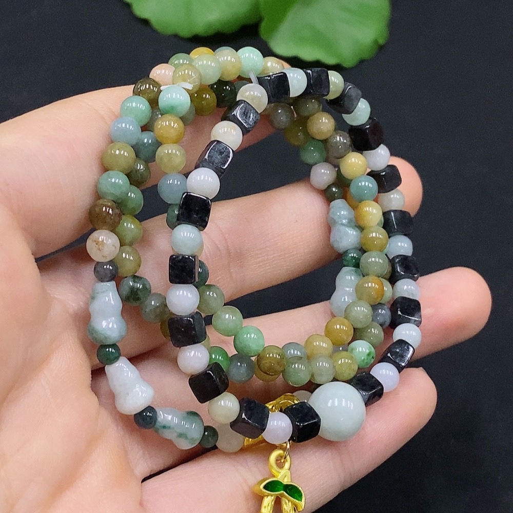 F29408229 Jadeite Bead Necklace Color Origin Undetermined No Metal Inlay