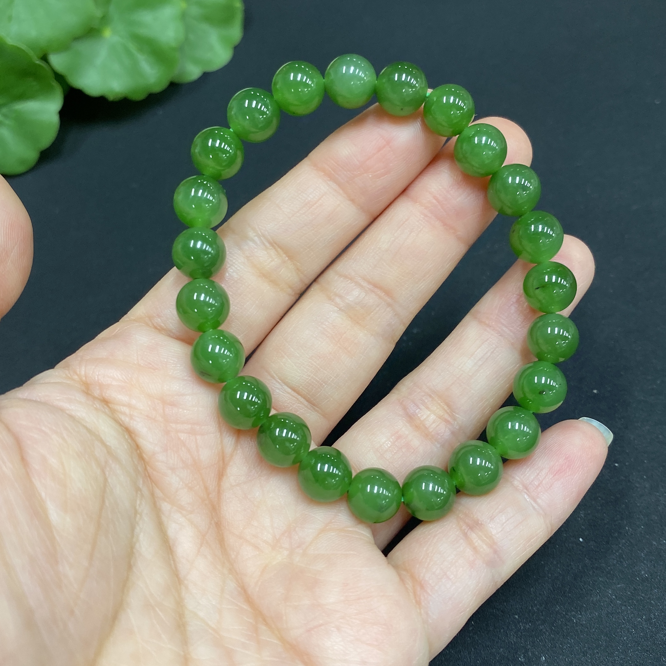 H34014840 Hetian Jade Jasper Bracelet Approx. 7.7 mm Total Weight Approx. 18.2g