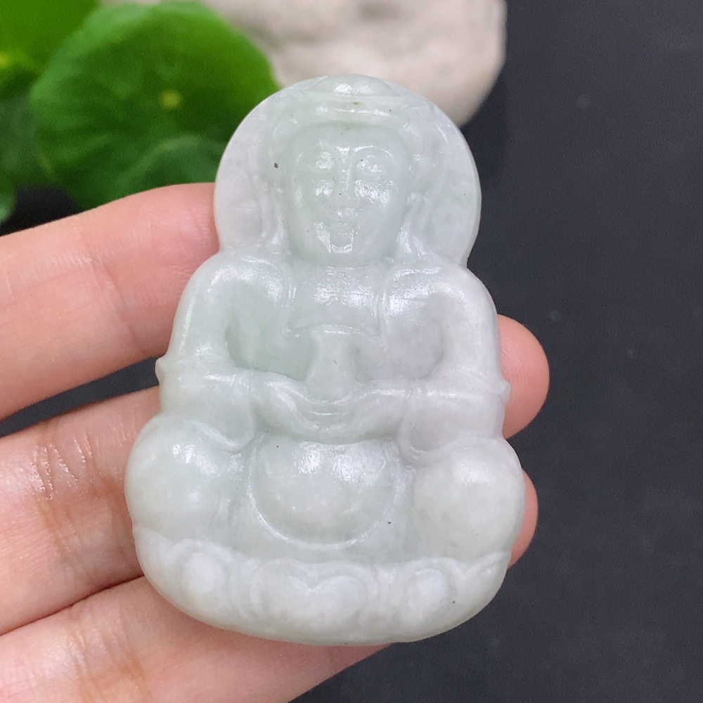 F34000193 Jadeite Pendant Guanyin Unpolished Total Weight About 24.5g