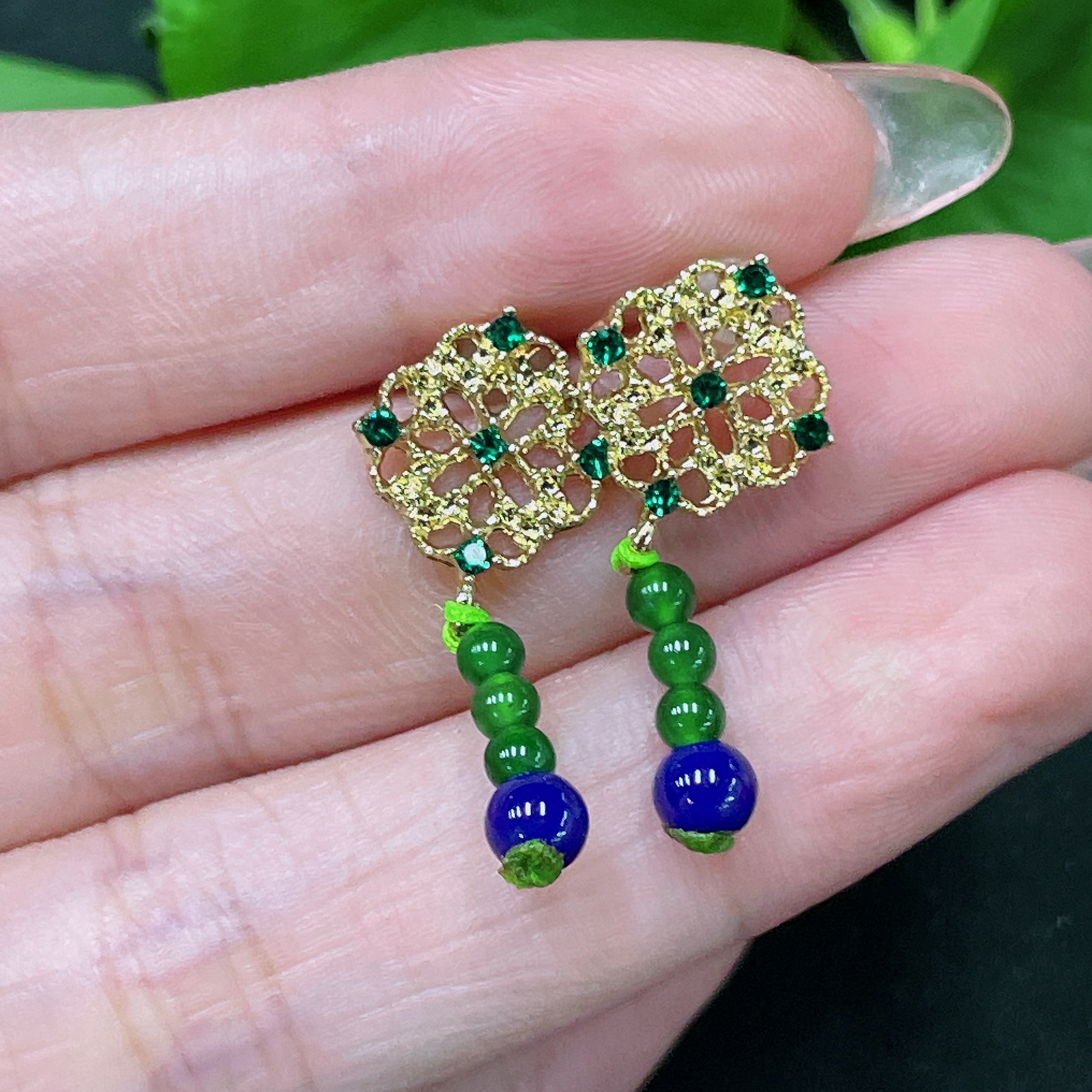 F34983430 Jadeite Inlaid Piece Non-Gold With Non-A Grade Beads