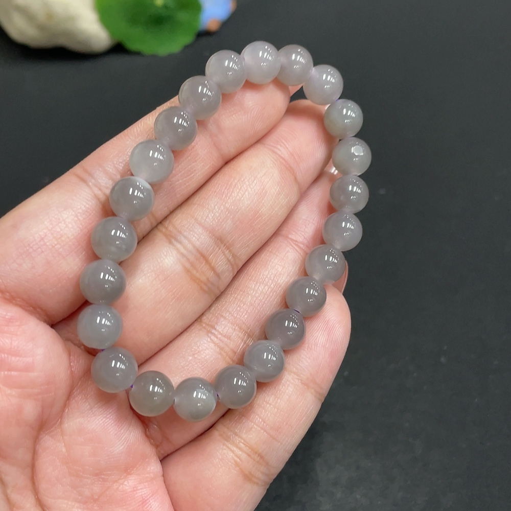 H34005349 Hetian Jade Bracelet, Approx. 7.6mm Beads, Total Weight About 17.3g