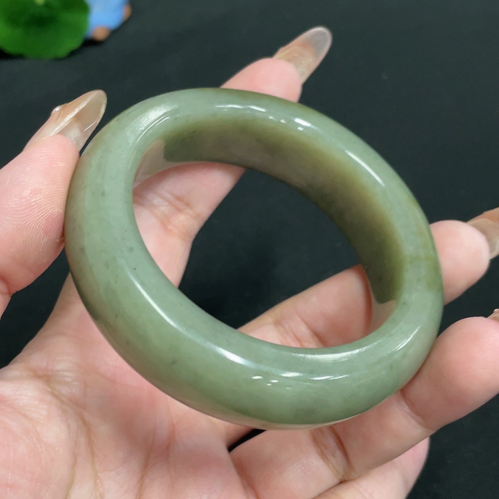 H32804672 Hetian Jade Round Bracelet, Size 53.6, Total Weight Approx. 88.4g