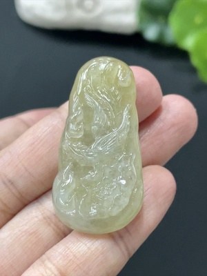 F28230352 Jadeite Phoenix and Peony Pendant