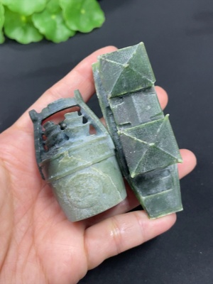 H39619786 和田玉摆件   财源滚滚   船    货品总重约153.5g