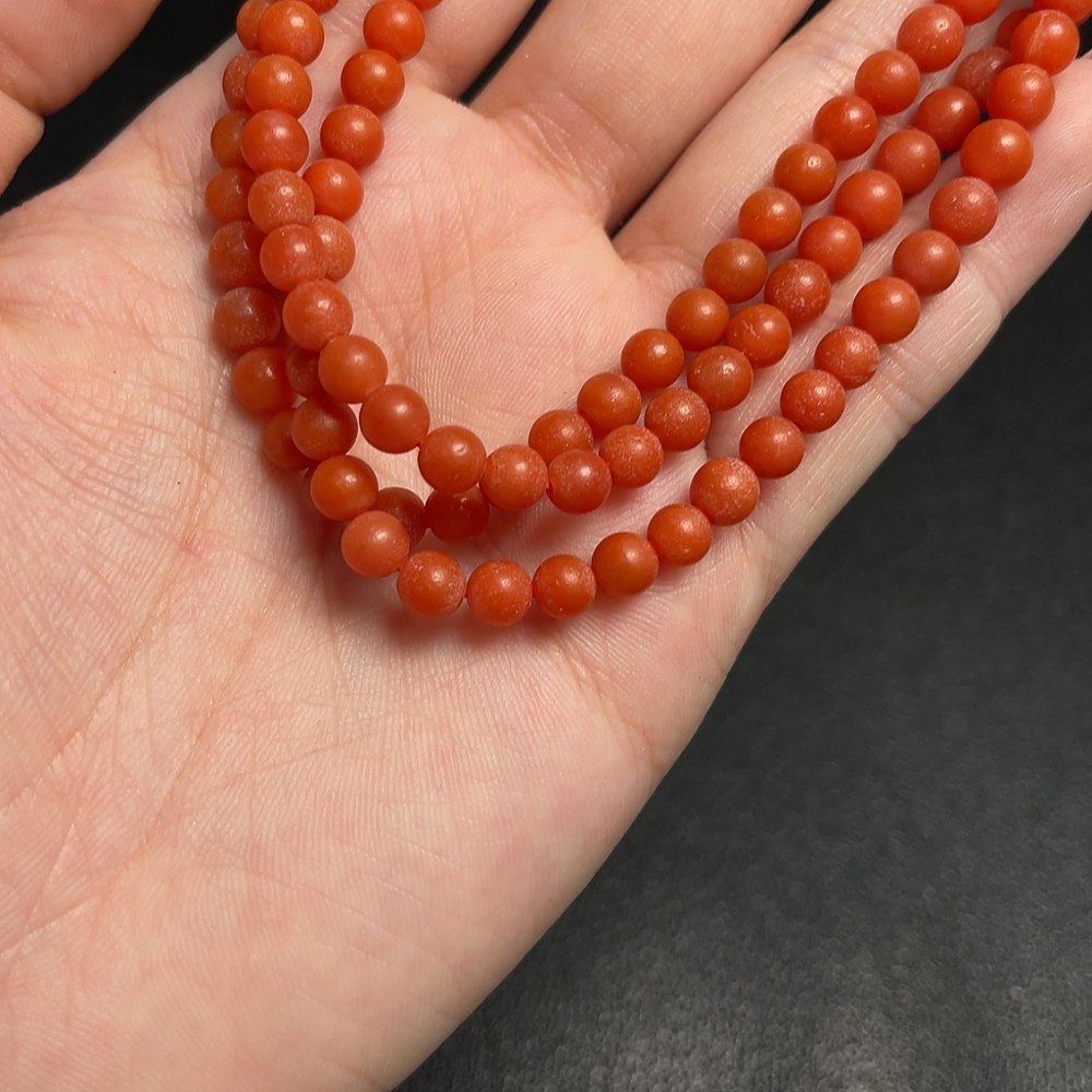 C33888822 South Red Agate Bead Necklace, Total Weight Approx. 25.92g, Bead Size 5.3mm