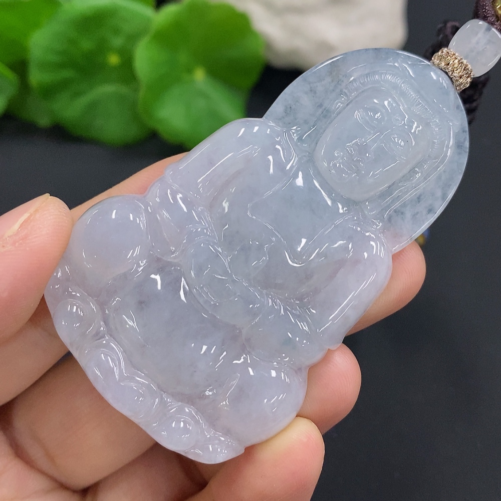 F27137272 Jadeite Guanyin Pendant, Total Weight with Cord Approximately 32.2g