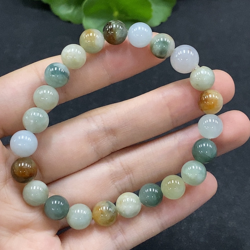 F34995359 Jadeite Bracelet Approx.8.2mm Beads Total Weight Approx.22.33g Yellow Beads Color Origin Undetermined