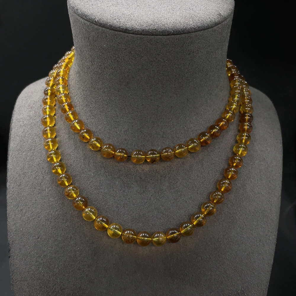 C20251541 Amber Honey Bead Necklace Total Weight Approx. 29.44g Size About 7.8mm