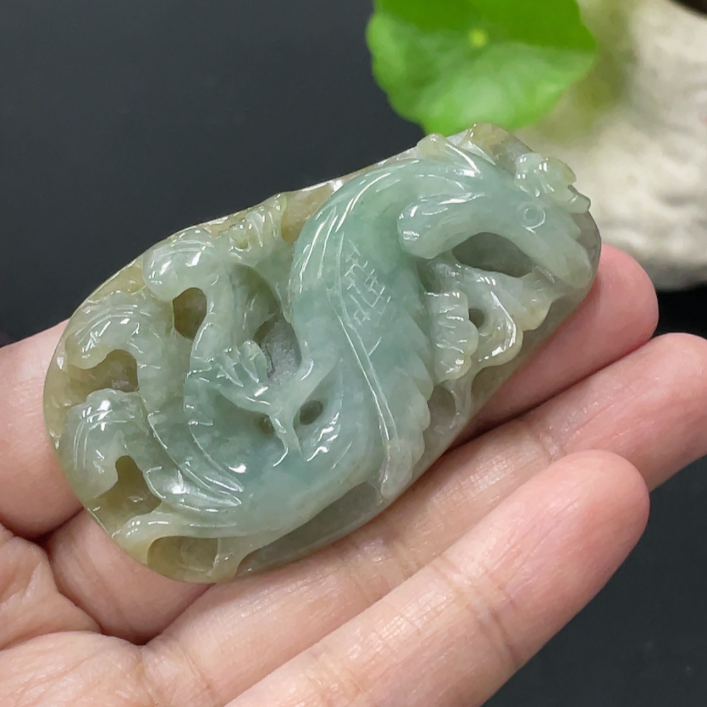 F35108733 Jadeite Phoenix Pendant Total Weight Approx. 35.2g