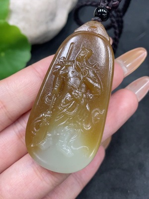 H32778166 Hetian Jade Pendant Guan Gong Total Weight Approx. (Including Rope) 36.1g