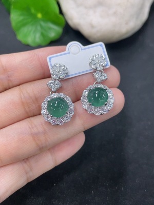 F46551551 翡翠镶嵌耳饰 非金 货品总约重6.38g
