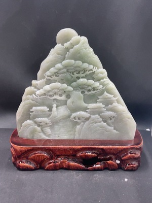 H34062280 Hetian Jade Ornament Landscape Total Weight Approx. 438g