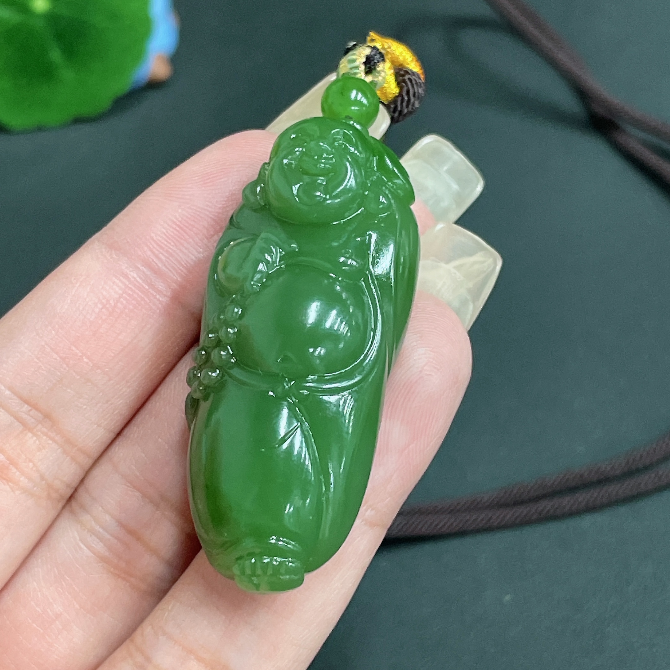 H22550116 Hetian Jade Pendant    Buddha    Total weight (with rope) approx. 29.7g