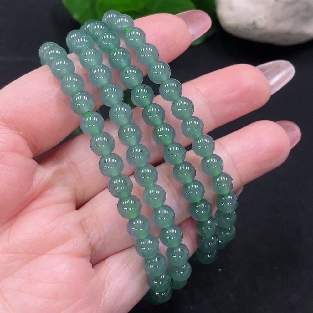 F34013174 Jadeite Bead Necklace Approx.5.8mm Total Weight Approx.43.8g (Non-gold Inlaid)