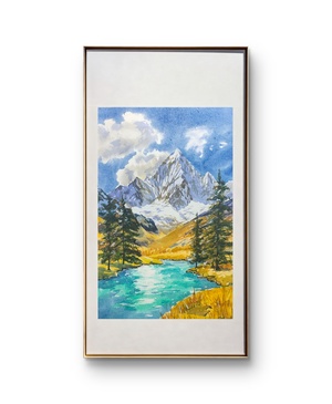 W43117390 杨宁《雪山》纸面水彩 无装裱 约25*37cm