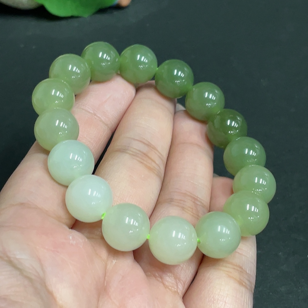 H29358661 Hetian Jade Bracelet Approx. 11.7mm Beads Total Weight Approx. 42.6g