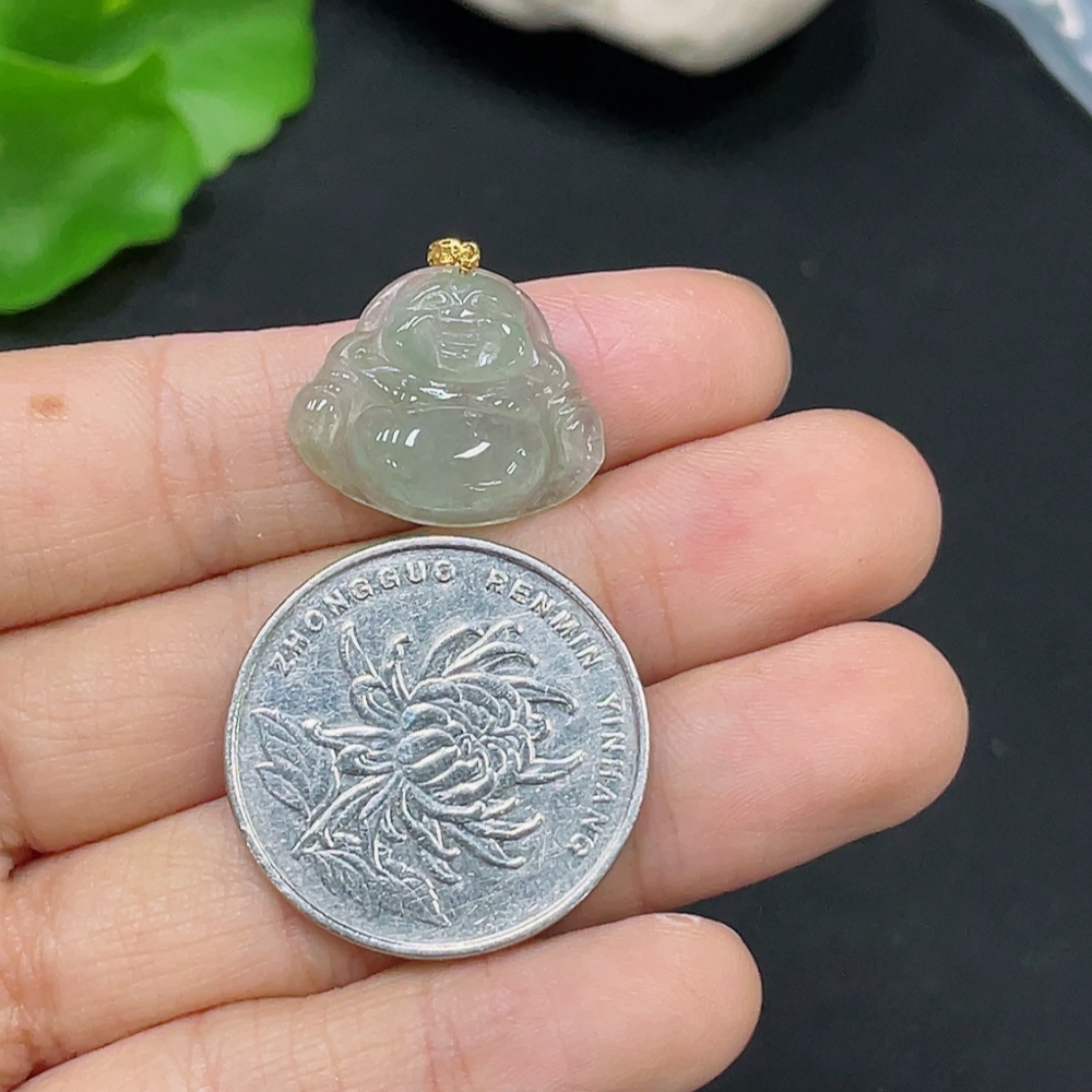 F31651756 Jadeite Pendant Buddha Bezel 18k Total Weight Approx. 1.92g