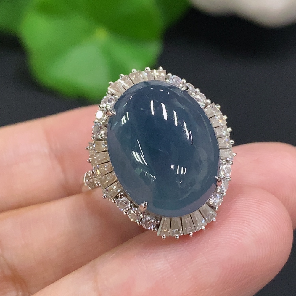 F31685861 Jadeite Cabochon Inlaid Ring 18K Gold Size 14 Total Weight Approx. 5.1g (Non-diamond)