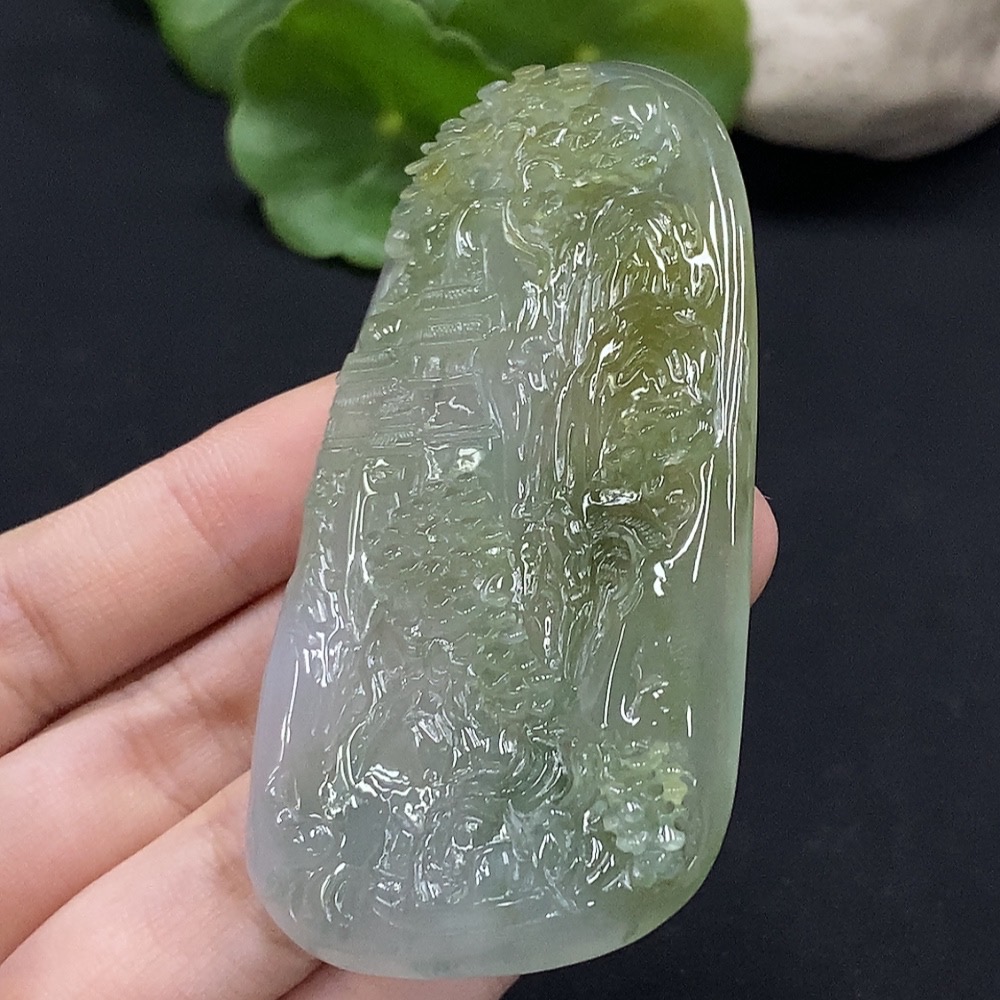 F34996472 Jadeite Landscape Pendant, Total Weight Approx. 34g