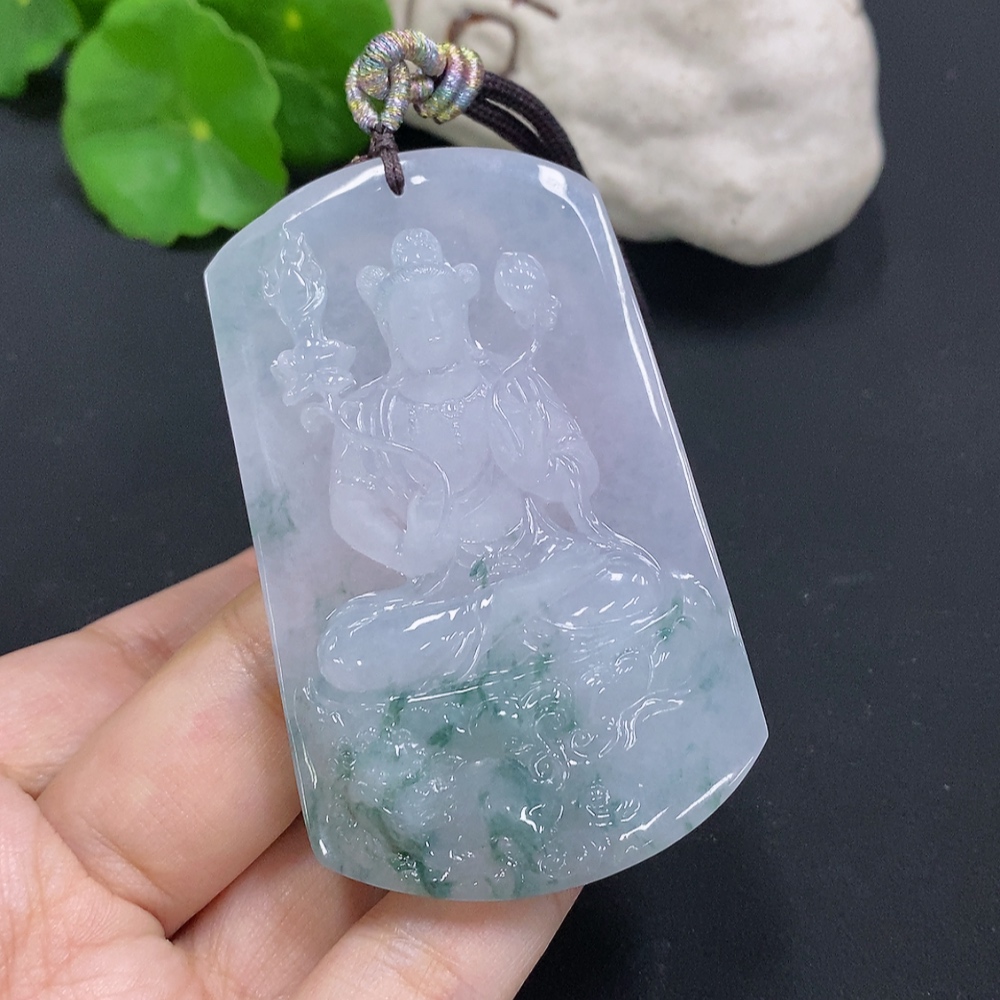 F30483742 Jadeite Pendant, Total Weight Including Rope Approximately 73.2g