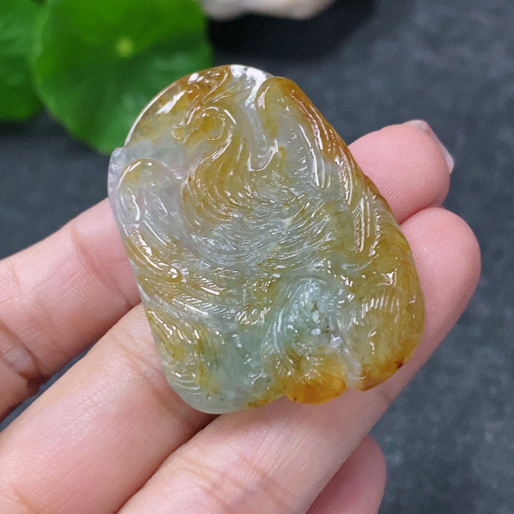 F34998908 Jadeite Pendant Phoenix Total Weight Approx. 13.8g Yellow Part Color Origin Undetermined