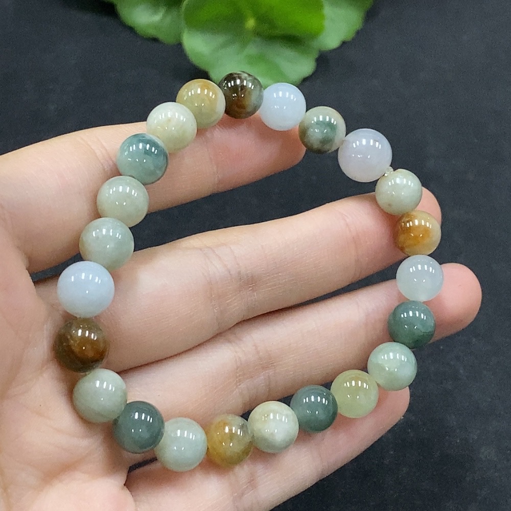 F34995359 Jadeite Bracelet Approx.8.2mm Beads Total Weight Approx.22.33g Yellow Beads Color Origin Undetermined