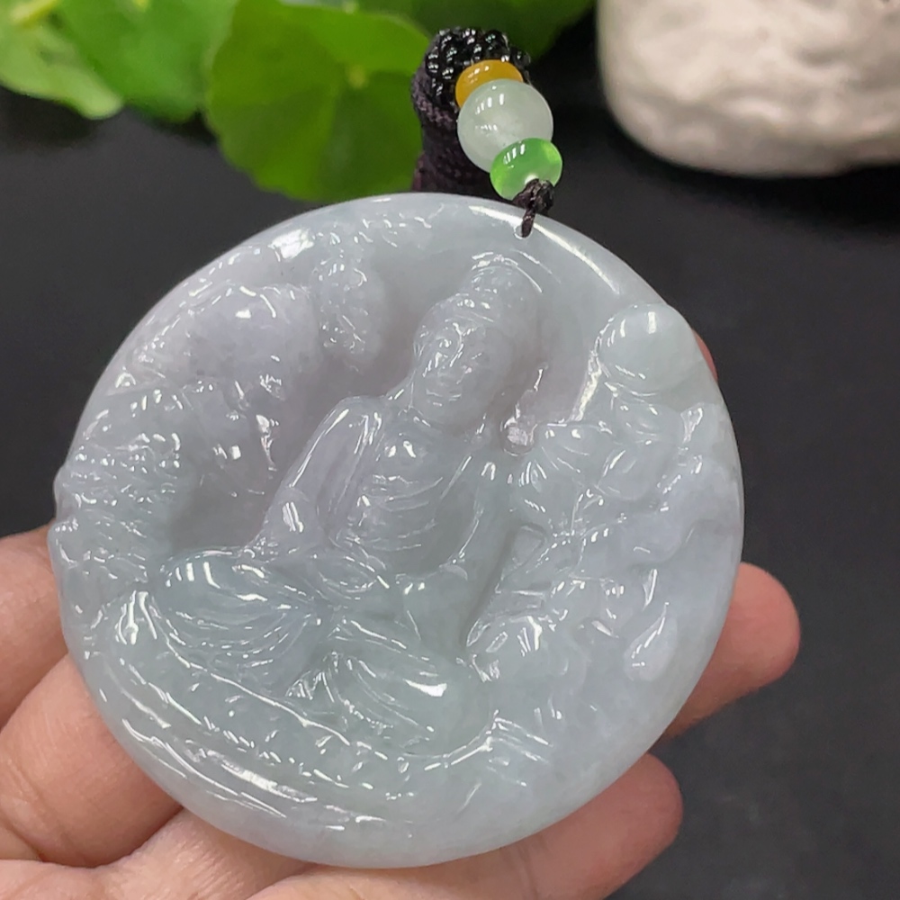 F33945567 Jadeite Great Sun Tathagata Pendant Total weight about 39.77g With non-A grade beads