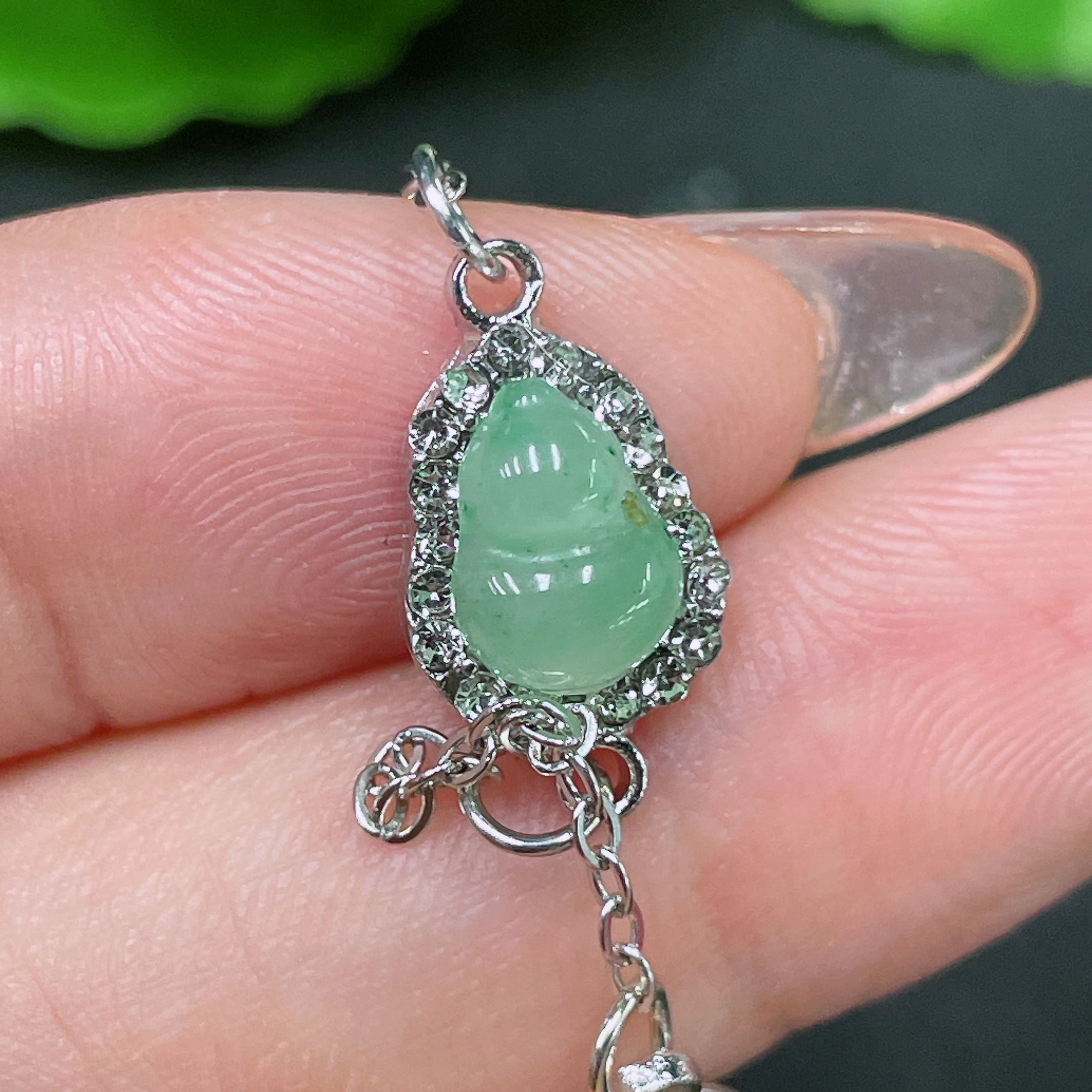 F34983396 Jadeite Inlaid Piece Non-Gold With Chain Total Weight Approx. 2.83g