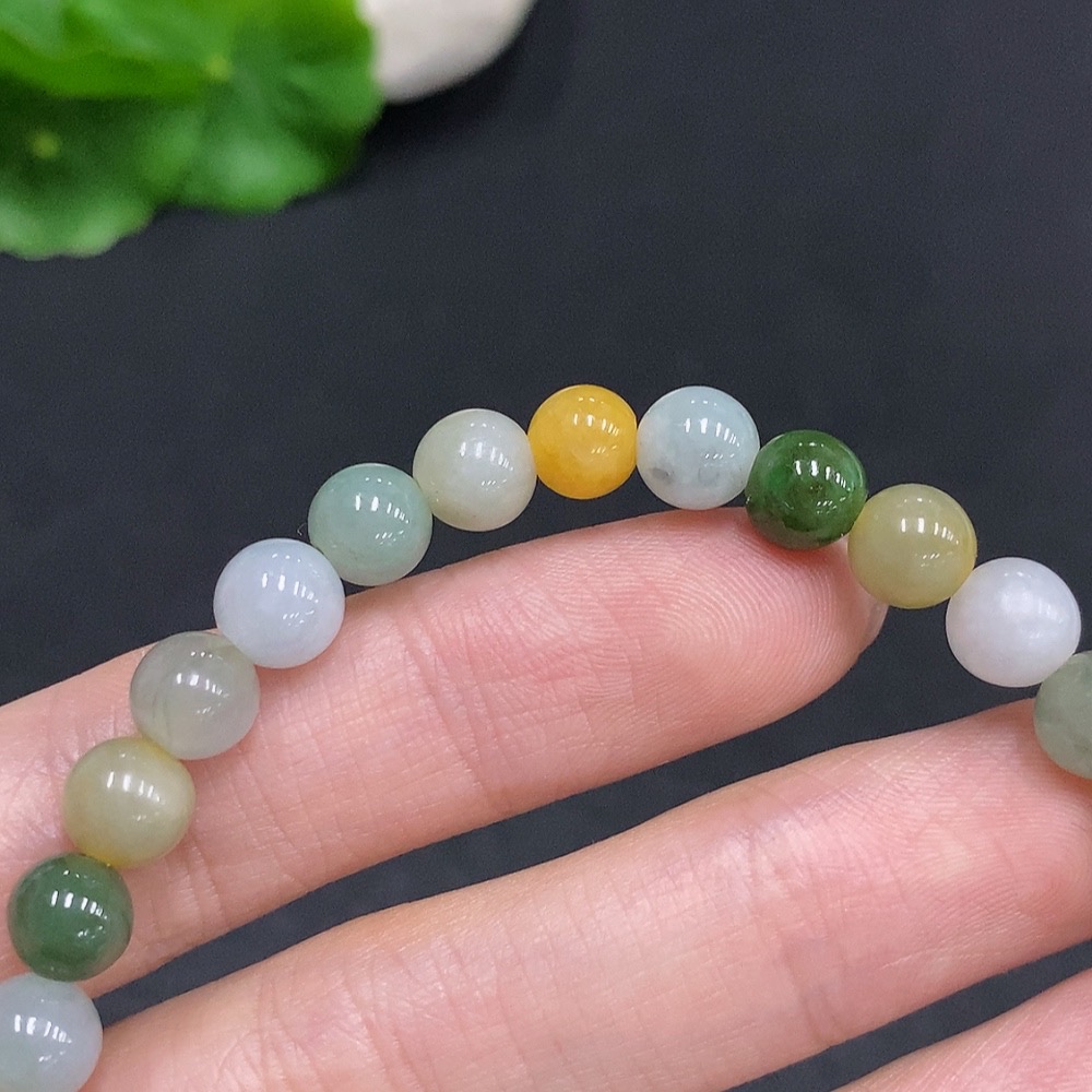 F35078337 Jadeite Bracelet Non-Gold Inlaid Total Weight Approx.17g Size Approx.6.8mm