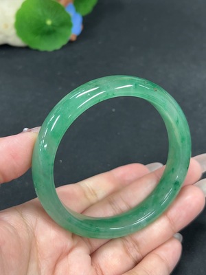 H41843788 非洲翠(独龙玉)正圈手镯 圈口60.7 货品总重约48.8g